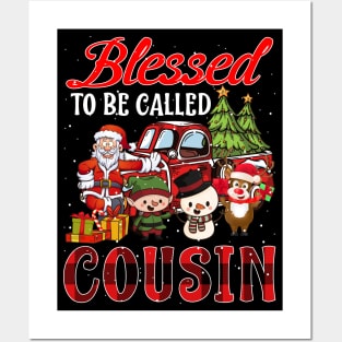 Blessed To Be Called Cousin Christmas Buffalo Plaid Truck Posters and Art